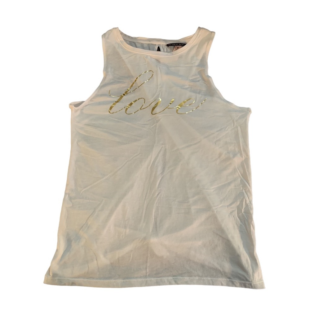 Victoria’s Secret White Blouse Love Sleeveless NWT Size Small #009